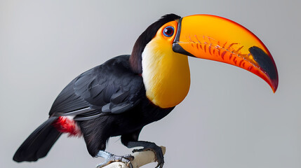 Naklejka premium magnificent realistic yellow-breasted toucan on white background