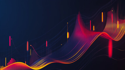 Naklejka premium Charts and graphs with statistics for innovation Digital analyzes business potential and predicts future developments in the company's growth. Abstract black background