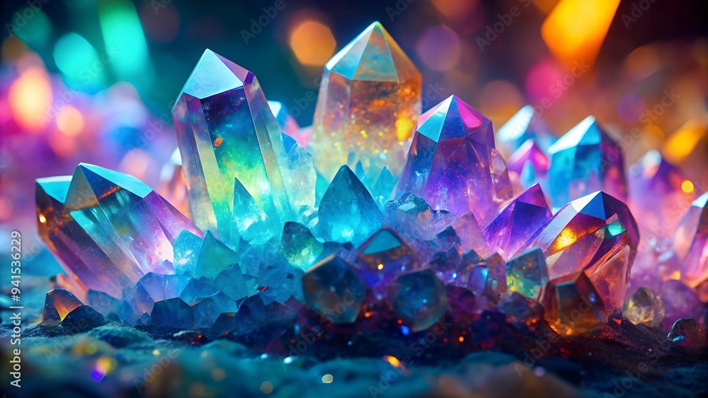 Aufkleber celestial aura quartz: a glimmering background for your website generative ai