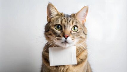 A Cat's Artistic Expression with a Blank Card  Generative AI