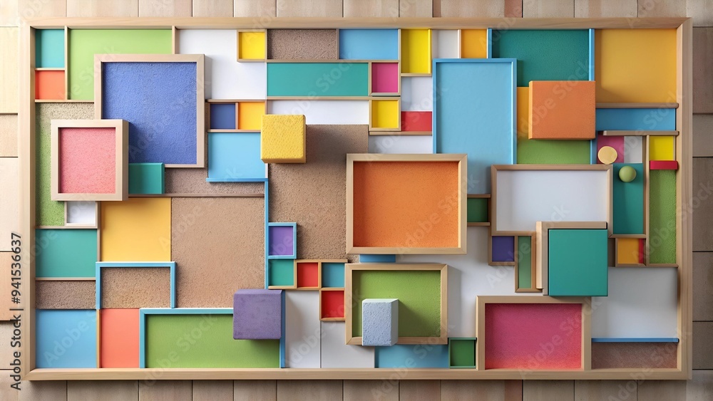Poster abstract bulletin board with geometric shapes generative ai