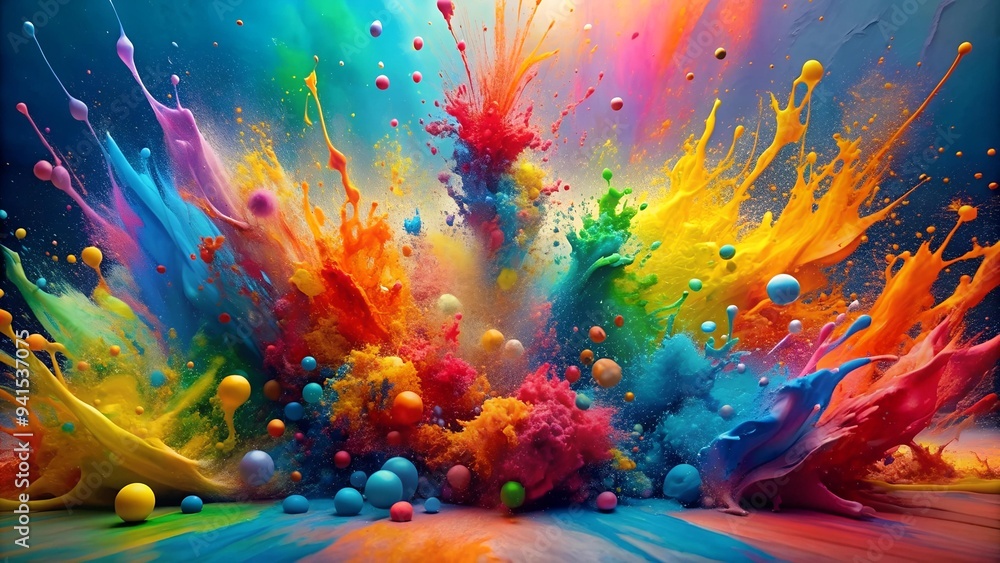 Poster abstract expression of joy: a symphony of colors ai generated
