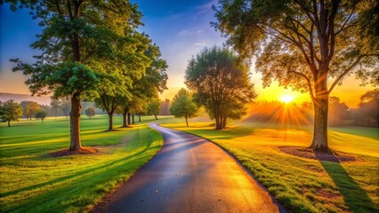 Obraz premium A Sun-Drenched Path Beckons to Runners Generative AI