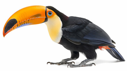 Naklejka premium magnificent realistic yellow-breasted toucan on white background
