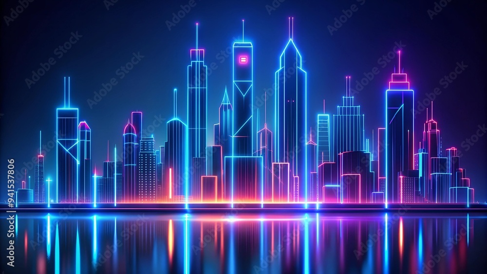 Aufkleber a dance of light and form in a digital metropolis generative ai