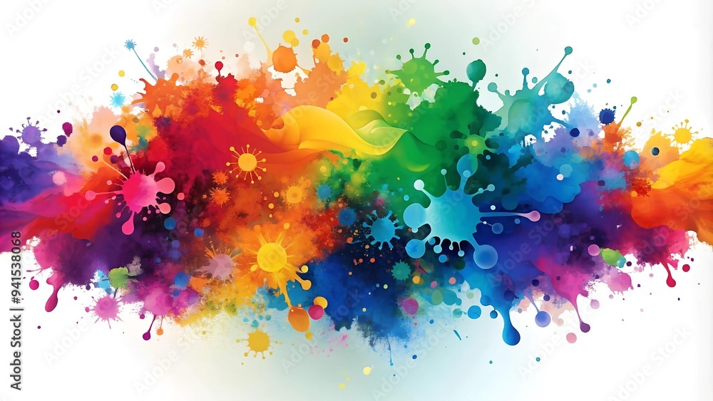 Poster a symphony of colors: an abstract exploration of inkblots in a vibrant and dynamic composition gener