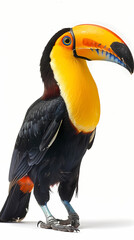 magnificent realistic yellow-breasted toucan on white background