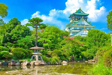 A beautiful view of the majestic Osaka Castle, Osaka Japan