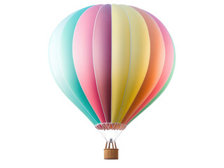 Fototapeta premium Multicolored hot air balloon on a white background. PNG transparent.