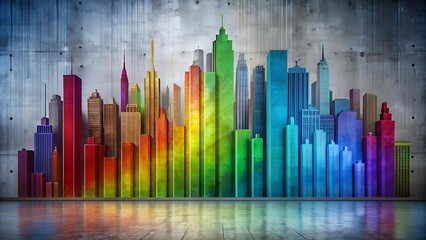 Obraz premium A Symphony of Colors Against a Concrete Canvas Generative AI