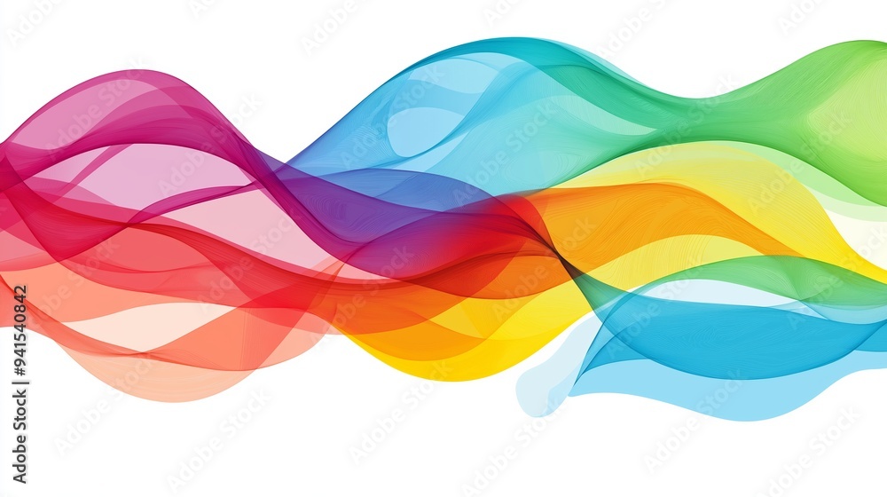 Poster a colorful wave with a rainbow pattern. the colors are vibrant and the wave is long. concept of move