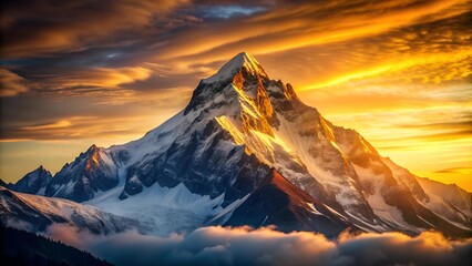 Capturing the Essence of a Serene Mountaintop Sunset  AI Generated