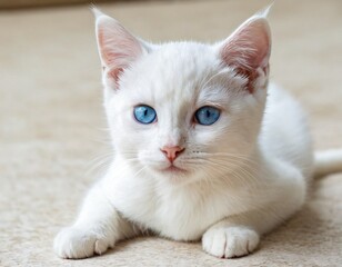 kitten white beautiful blue eyes pet cat. Ai generated image
