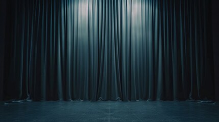 Theatrical Illumination, a captivating scene where a vibrant spotlight pierces through dark curtains, creating a dramatic atmosphere filled with intrigue and emotion