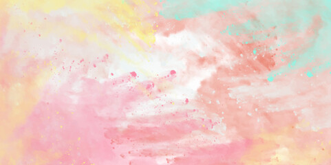 Fototapeta premium Abstract colorful watercolor for background. Digital art painting. Illustration .Empty Rough concrete loft wall texture Background .The image is a vibrant and colorful abstract digital art .