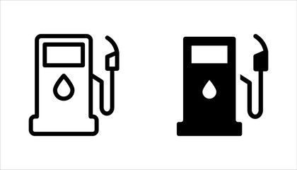 Gas station vector icon set. For web design, app and UI. isolated on white background.