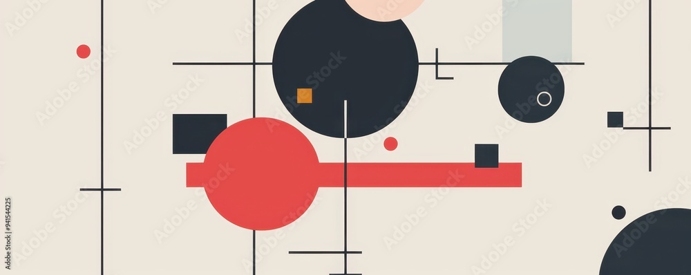 Poster abstract geometric background with colorful circles and lines. modern minimalist design concept. per