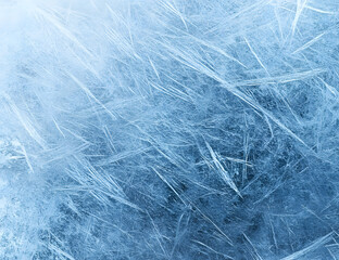 Obraz premium Ice frozen blue background, icy frost scratched texture, cold winter material