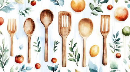 3D Icon as Watercolor tiles seamless background featuring fruits and vegetables for World Food Day concept as Camera movement Slow zoom into the detailed watercolor tiles. Scene A colorful array of fr