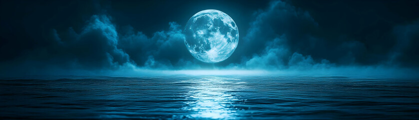 Photo Realistic as Abstract digital art of moonlit night with glowing elements for Sharad Purnima concept as Camera movement Zoom into the abstract digital art of a moonlit night. Scene Isolated with 