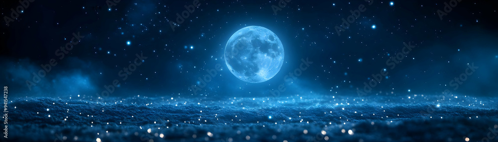 Poster photo realistic as abstract digital art of moonlit night with glowing elements for sharad purnima co