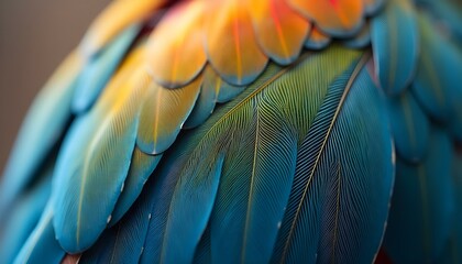 Close-Up of Bird Feather: Intricate Barbs and Subtle Color Gradients
