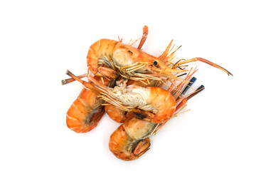 Grilled shrimp on a white background. Seafood. Natural symptoms