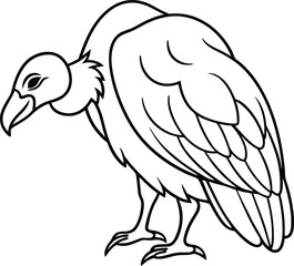 Vulture line art illustration perfect for kids coloring books simple design for fun and creativity
