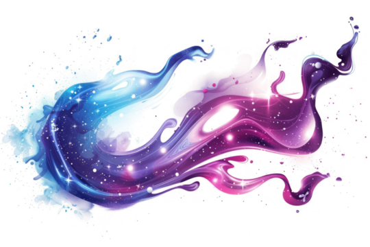 liquid splash resembling a galaxy, with swirling nebulae and sparkling stars