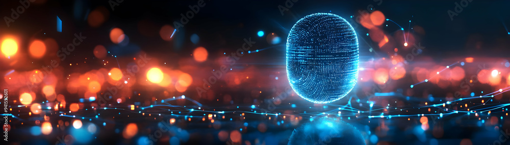 Poster photo realistic as ai voice search and seo concept as an ai voice search icon paired with an seo ico