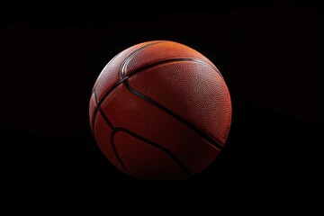A close-up shot of a basketball on a black background, great for sports-related designs or illustrations