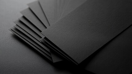 Black Business Cards Mockup: A minimalist and sophisticated image of a stack of blank black business cards, ready to be personalized with your brand logo and contact information. 