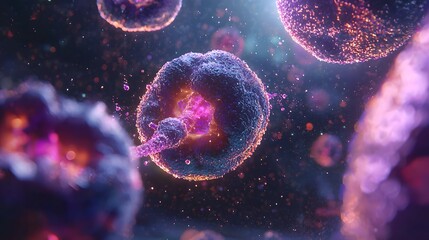 Colorful close-up of vibrant cells in a mysterious microenvironment.