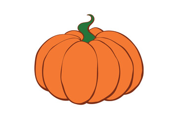 Vector color pumpkin in flat style, isolated. Symbol Halloween, autumn, crop, thanksgiving day, fruitful year.