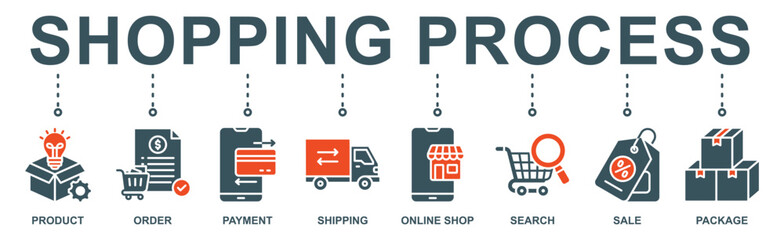 Shopping process banner web icon vector illustration concept with icon