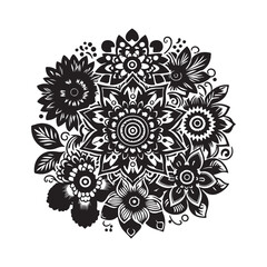 Abstract mandala flower coloring page design