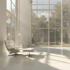 Modern Minimalist Interior with Large Windows