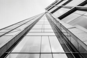 Obraz premium A monochrome photograph of a high-rise structure