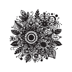 Abstract mandala flower coloring page design