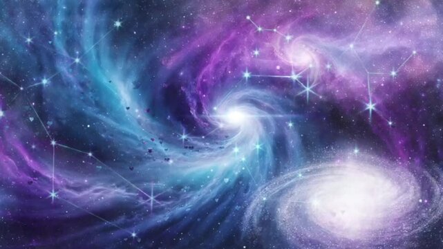 Pemandangan luas ruang angkasa dengan nebula berwarna-warni dan bintang bersinar cerah