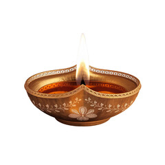 Diwali diya (oil lamp) isolated on transparent background