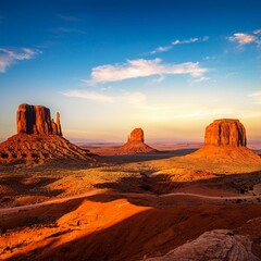 Iconic American desert view at sunset near Monument Valley, USA