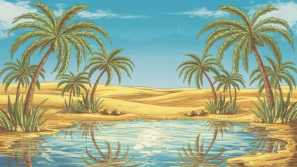 Fototapeta premium a desert paradise with palm trees