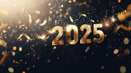 New Year's Day with golden glitter