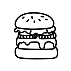 Burger Doodle Icon Vector 