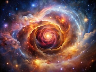 Celestial Rose Nebula: Cosmic, swirling, ethereal, radiant, expansive
