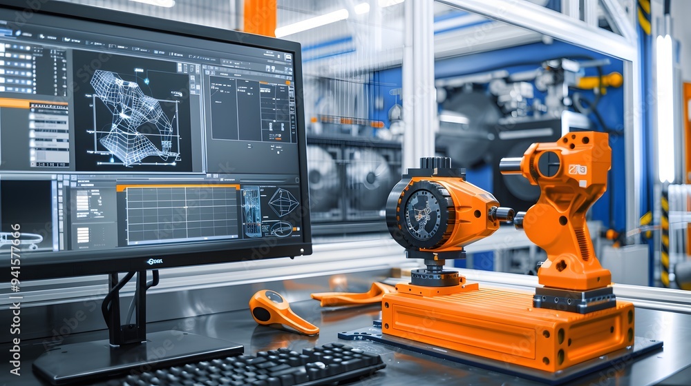 Poster high-tech production line where cad and cam systems collaborate to drive innovation and efficiency