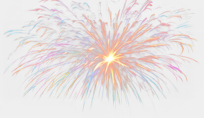 Obraz premium Explosion of colorful fireworks lighting, festive atmosphere for celebrations isolate on transparent background, png, cutout