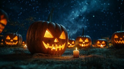 Enchanted Pumpkins in the Night