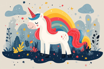 Fototapeta premium cute rainbow unicorn